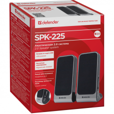 Колонки Defender SPK-225 2.0 черный 4Вт портативные