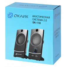 Колонки Оклик OK-118 2.0 черный 4Вт