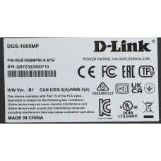 Коммутатор D-Link DGS-1008MP/B1A 8x1Гбит/с 8PoE+ 125W неуправляемый