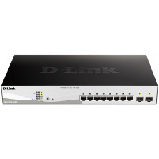 Коммутатор D-Link DGS-1210-10MP/FL (L2) 8x1Гбит/с 2SFP 8PoE+ 130W управляемый