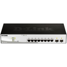 Коммутатор D-Link DGS-1210-10P DGS-1210-10P/FL2A (L2+) 8x1Гбит/с 2xКомбо(1000BASE-T/SFP) 8PoE 8PoE+ 65W управляемый