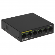 Коммутатор D-Link DSS-100E-6P/A1A 6x100Мбит/с 4PoE+ 55W неуправляемый