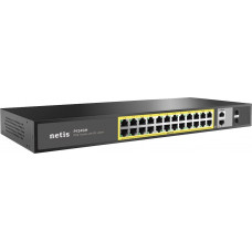 Коммутатор Netis P124GH (L2) 24x100Мбит/с 2x1Гбит/с 1xКомбо(1000BASE-T/SFP) 1SFP 24PoE 24PoE+ 360W неуправляемый