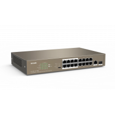 Коммутатор Tenda TEF1118P-16-150W (L2) 16x100Мбит/с 2x1Гбит/с 1SFP 16PoE 130W неуправляемый