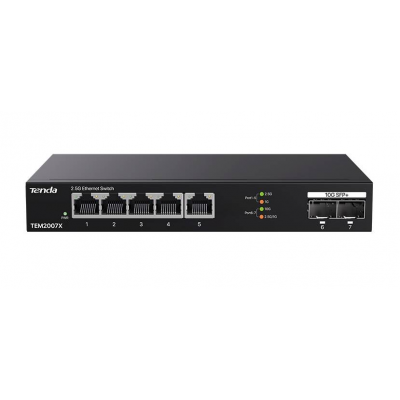 Коммутатор Tenda TEM2007X (L2) 5x2.5Гбит/с 2SFP+ неуправляемый