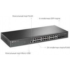 Коммутатор TP-Link JetStream SG3428 (L2+) 24x1Гбит/с 4SFP управляемый