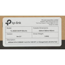 Коммутатор TP-Link SG3210XHP-M2 (L2+) 8x2.5Гбит/с 2SFP+ 8PoE+ 240W управляемый