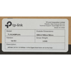 Коммутатор TP-Link SL2428P (L2) 24x100Мбит/с 4x1Гбит/с 2xКомбо(1000BASE-T/SFP) 24PoE+ 250W управляемый