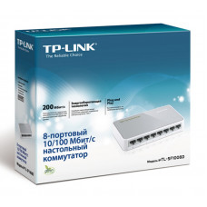 Коммутатор TP-Link TL-SF1008D (L2) 8x100Мбит/с неуправляемый