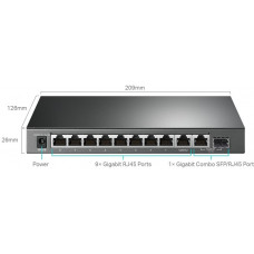 Коммутатор TP-Link TL-SG1210MPE (L2) 10x1Гбит/с 1xКомбо(1000BASE-T/SFP) 8PoE+ 123W настраиваемый