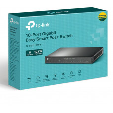 Коммутатор TP-Link TL-SG1210MPE (L2) 10x1Гбит/с 1xКомбо(1000BASE-T/SFP) 8PoE+ 123W настраиваемый