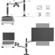 Кронштейн для монитора/ноутбука Cactus CS-VM-LH08-AL серебряный 13"-32" макс.8кг настольный поворот и наклон