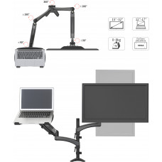 Кронштейн для монитора/ноутбука Cactus CS-VM-LH08-BK черный 13"-32" макс.8кг настольный поворот и наклон