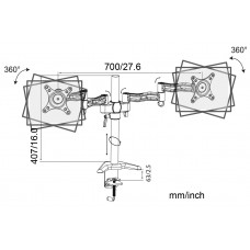 Кронштейн для мониторов Cactus CS-VM-D08-AL серебристый 13"-27" макс.8кг настольный поворот и наклон