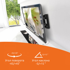 Кронштейн для телевизора SunWind 1F черный 20"-29" макс.15кг настенный поворот и наклон