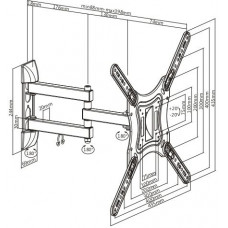 Кронштейн для телевизора Ultramounts UM870 черный 23"-55" макс.30кг настенный поворот и наклон