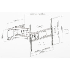 Кронштейн для телевизора Ultramounts UM873 черный 37"-70" макс.40кг настенный поворотно-выдвижной и наклонный
