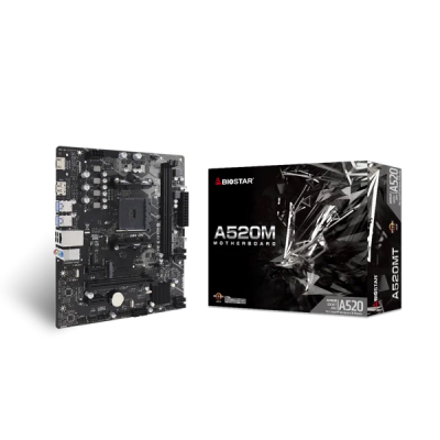 Материнская плата Biostar A520MT Soc-AM4 AMD A520 2xDDR4 mATX AC`97 8ch(7.1) GbLAN RAID+HDMI+DP