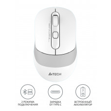 Мышь A4Tech Fstyler FB10C белый/серый оптическая 2000dpi беспров. BT/Radio USB 4but (FB10C GRAYISH WHITE)