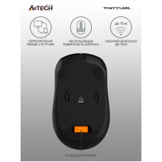 Мышь A4Tech Fstyler FB10C черный оптическая 2000dpi беспров. BT/Radio USB 4but (FB10C STONE BLACK)