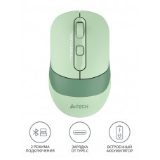 Мышь A4Tech Fstyler FB10C зеленый оптическая 2000dpi беспров. BT/Radio USB 4but (FB10C MATCHA GREEN)
