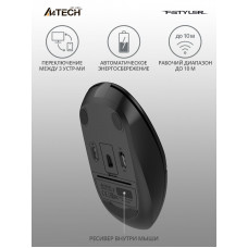Мышь A4Tech Fstyler FB12 черный оптическая 1200dpi беспров. BT/Radio USB 3but (FB12 BLACK)