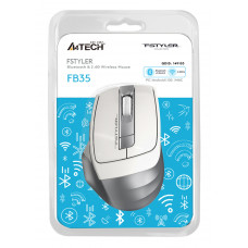 Мышь A4Tech Fstyler FB35 белый/серый оптическая 2000dpi беспров. BT/Radio USB для ноутбука 6but (FB35 ICY WHITE)
