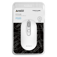 Мышь A4Tech Fstyler FG20 белый оптическая 2000dpi беспров. USB для ноутбука 4but (FG20 WHITE)