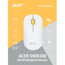 Мышь Acer OMR200 белый/желтый оптическая 1200dpi беспров. USB для ноутбука 3but (ZL.MCEEE.020)
