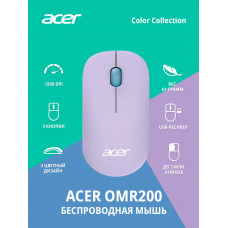Мышь Acer OMR200 зеленый/фиолетовый оптическая 1200dpi беспров. USB для ноутбука 3but (ZL.MCEEE.021)