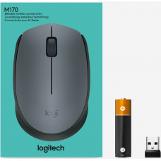 Мышь Logitech M170 серый/черный оптическая 1000dpi беспров. USB 2but (910-004646)