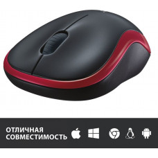 Мышь Logitech M185 черный/красный оптическая 1000dpi беспров. USB для ноутбука 2but (910-002633)