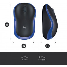 Мышь Logitech M185 черный/синий оптическая 1000dpi беспров. USB для ноутбука 2but (910-002632)