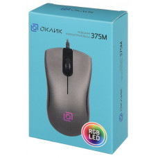 Мышь Оклик 375M серый/черный оптическая 1600dpi USB 3but (1012669)