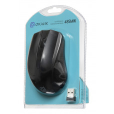 Мышь Оклик 485MW черный оптическая 1600dpi беспров. USB для ноутбука 3but (997819)