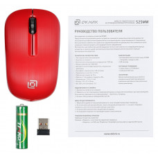 Мышь Оклик 525MW черный/красный оптическая 1000dpi беспров. USB для ноутбука 3but (1090720)