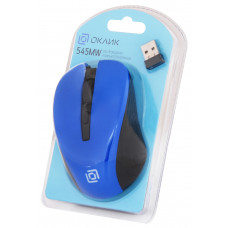 Мышь Оклик 545MW черный/синий оптическая 1600dpi беспров. USB для ноутбука 4but (368630)