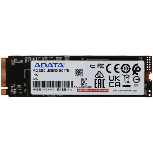 Накопитель SSD A-Data PCIe 4.0 x4 1TB ALEG-960-1TCS Legend 960 M.2 2280