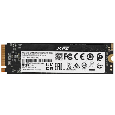 Накопитель SSD A-Data PCIe 4.0 x4 512GB AGAMMIXS70B-512G-CS XPG Gammix S70 Blade M.2 2280 Накопитель SSD A-Data PCIe 4.0 x4 512GB AGAMMIXS70B-512G-CS XPG Gammix S70 Blade M.2 2280