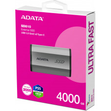 Накопитель SSD A-Data USB-C 4TB SD810-4000G-CSG SD810 1.8" серый