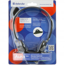 Наушники с микрофоном Defender Aura 102 черный 1.8м накладные оголовье (63102)