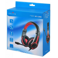 Наушники с микрофоном Оклик HS-L200 черный/красный 2.2м накладные оголовье (359484)