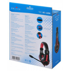Наушники с микрофоном Оклик HS-L200 черный/красный 2.2м накладные оголовье (359484)