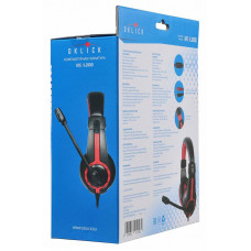Наушники с микрофоном Оклик HS-L200 черный/красный 2.2м накладные оголовье (359484)