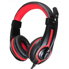 Наушники с микрофоном Оклик HS-L200 черный/красный 2.2м накладные оголовье (359484)