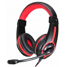 Наушники с микрофоном Оклик HS-L200 черный/красный 2.2м накладные оголовье (359484)