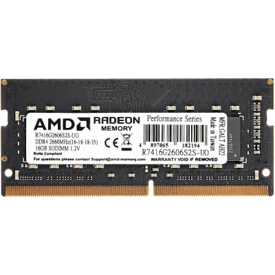 Память DDR4 16Gb 2666MHz AMD R7416G2606S2S-UO Radeon R7 Performance Series OEM PC4-21300 CL16 SO-DIMM 260-pin 1.2В OEM