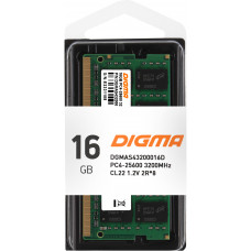 Память DDR4 16Gb 3200MHz Digma DGMAS43200016D RTL PC4-25600 CL22 SO-DIMM 260-pin 1.2В dual rank Ret