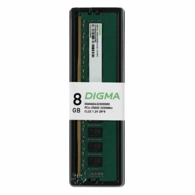 Память DDR4 8Gb 3200MHz Digma DGMAD43200008D RTL PC4-25600 CL22 DIMM 288-pin 1.2В dual rank Ret