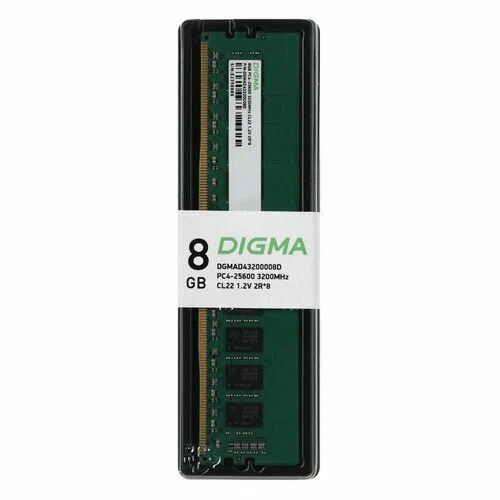 Память DDR4 8Gb 3200MHz Digma DGMAD43200008D RTL PC4-25600 CL22 DIMM 288-pin 1.2В dual rank Ret